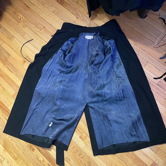 MaxAzaria Collection Wool Ruched Belt Rob Kimono One button Wrap Draped Runaway - Picture 8 of 8